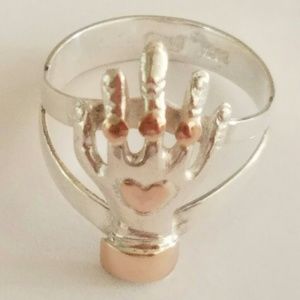 Peru Stamped950 Sterling Silver 18K Gold Ring Hand